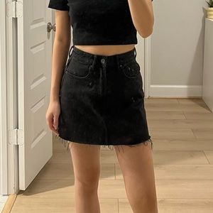 Zara black mini denim skirt